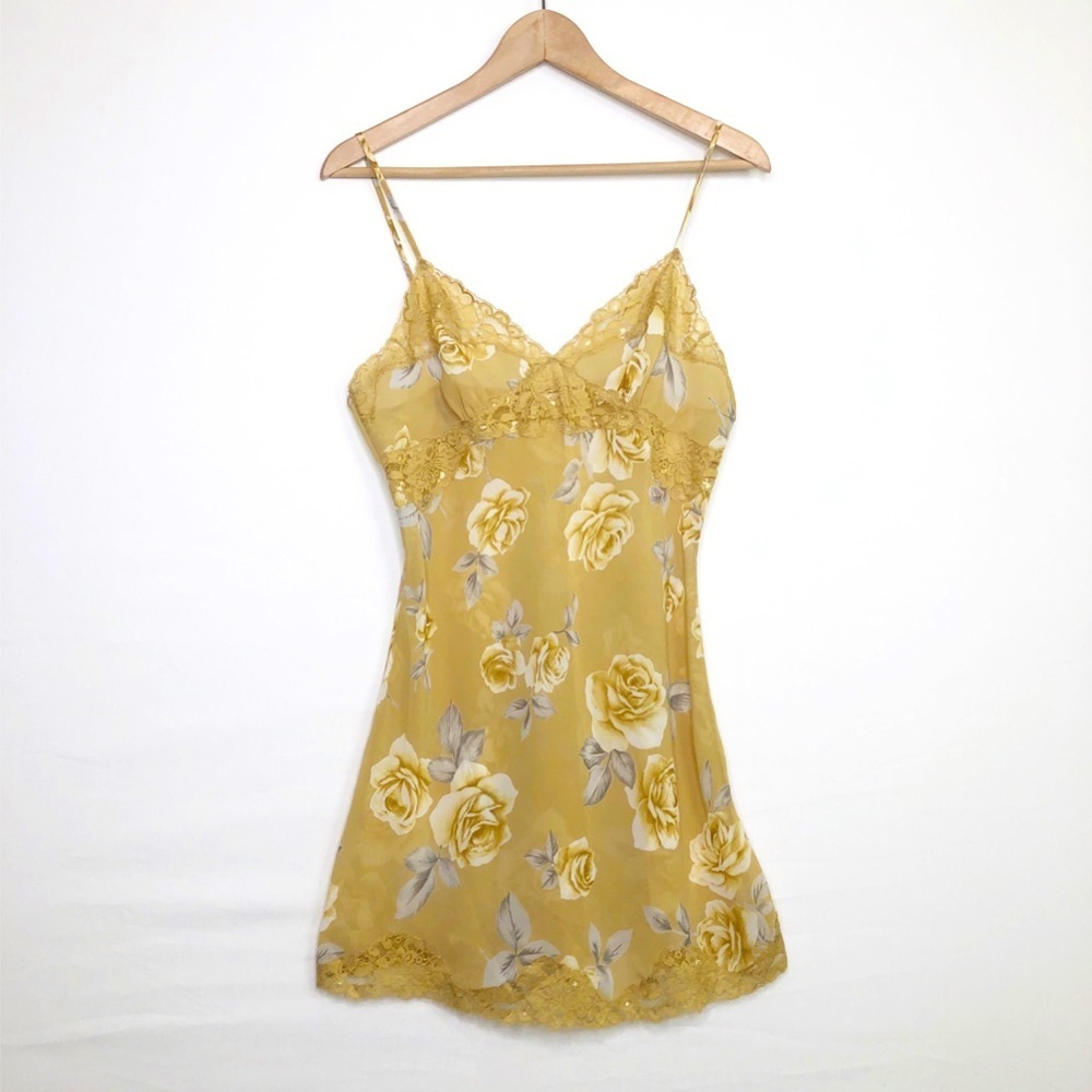 Victoria’s Secret floral lace, and rose chemise slip dress